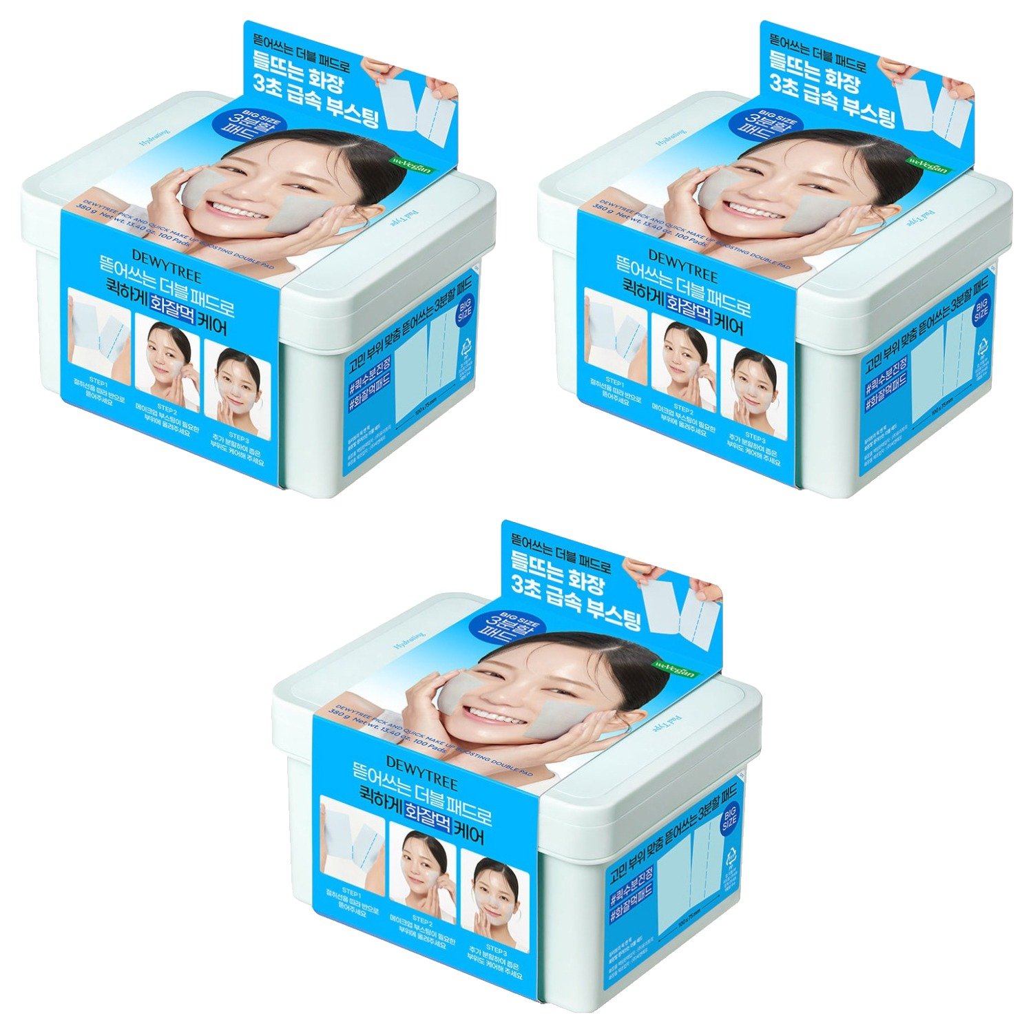 듀이트리 픽앤퀵 화장발 뜯어쓰는 더블 패드 380g, 100매입, 3개 상세 이미지 1