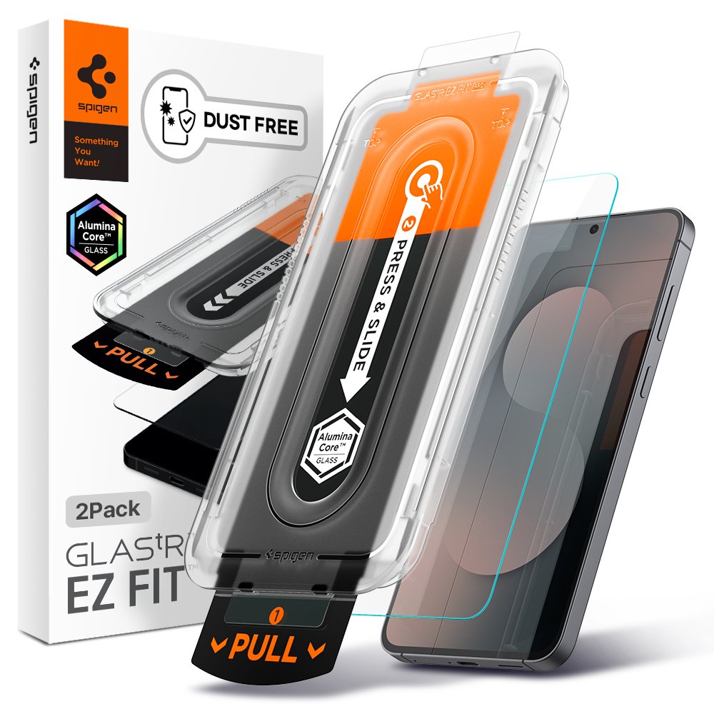 먼지 없는 슈피겐 갤럭시 고투명 강화유리 액정필름 글라스tR 이지핏 갤럭시S25 FE, 2매입 상세 이미지 1