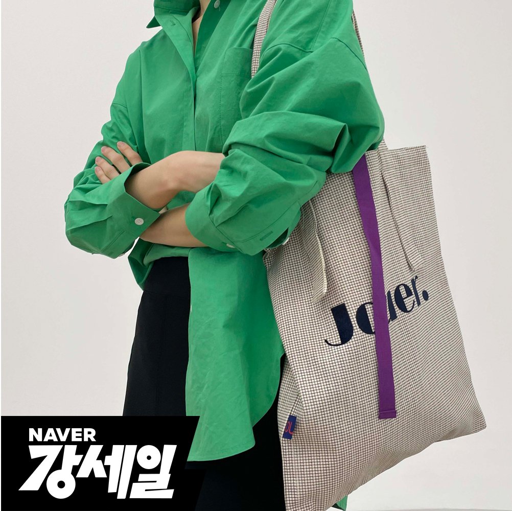 JOUER 쥬에 스프링 잔체크 로고 에코백 상세 이미지 1