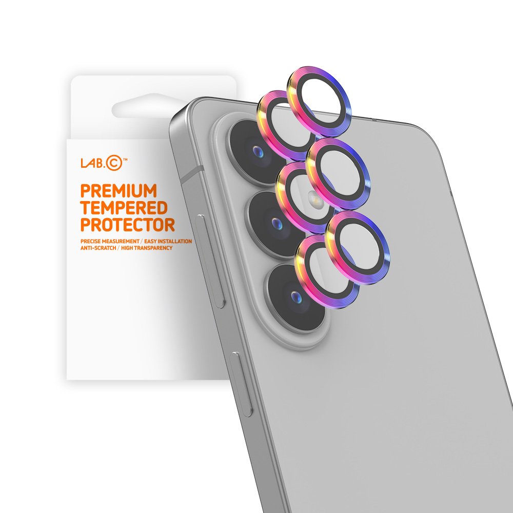 랩씨 카메라 렌즈 보호 강화유리 필름 빛번짐 방지 메탈링 홀로그램 갤럭시S26, 2매입 상세 이미지 1