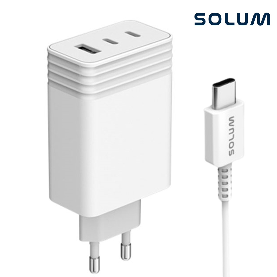 솔루엠 65W 3포트 멀티 초고속충전기 노트북 PD GaN 어댑터 C타입 케이블 포함 상세 이미지 1